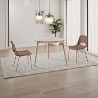 Scar Corner Dining Table, Curved Angle Design Whitewashed Wood 35 Inch  - BM329848