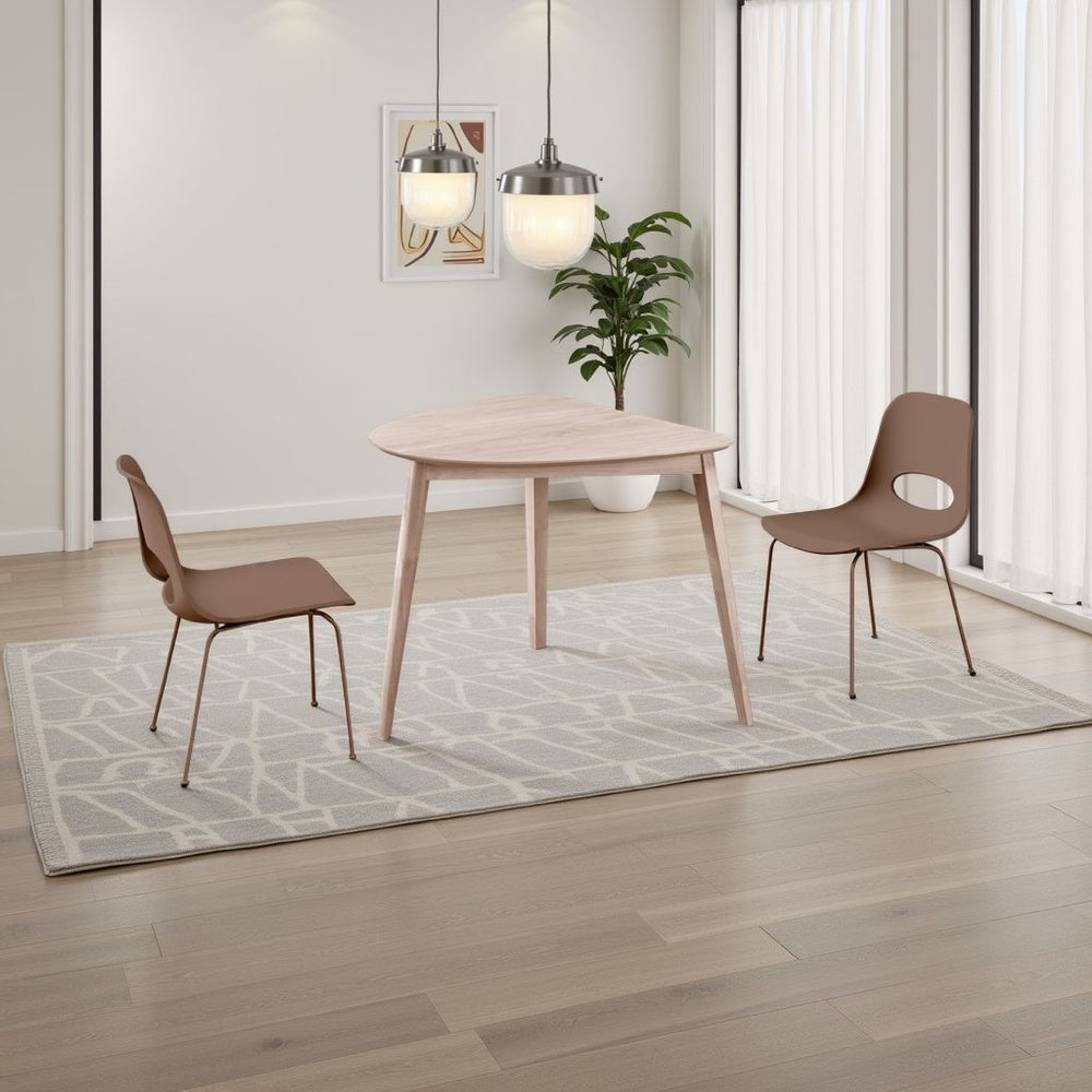 Scar Corner Dining Table, Curved Angle Design Whitewashed Wood 35 Inch  - BM329848