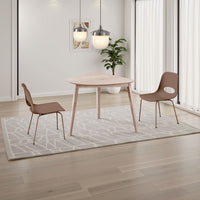Scar Corner Dining Table, Curved Angle Design Whitewashed Wood 35 Inch  - BM329848