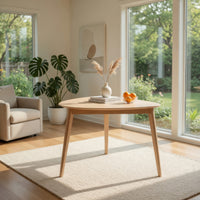 Scar Corner Dining Table, Curved Angle Design Whitewashed Wood 35 Inch  - BM329848