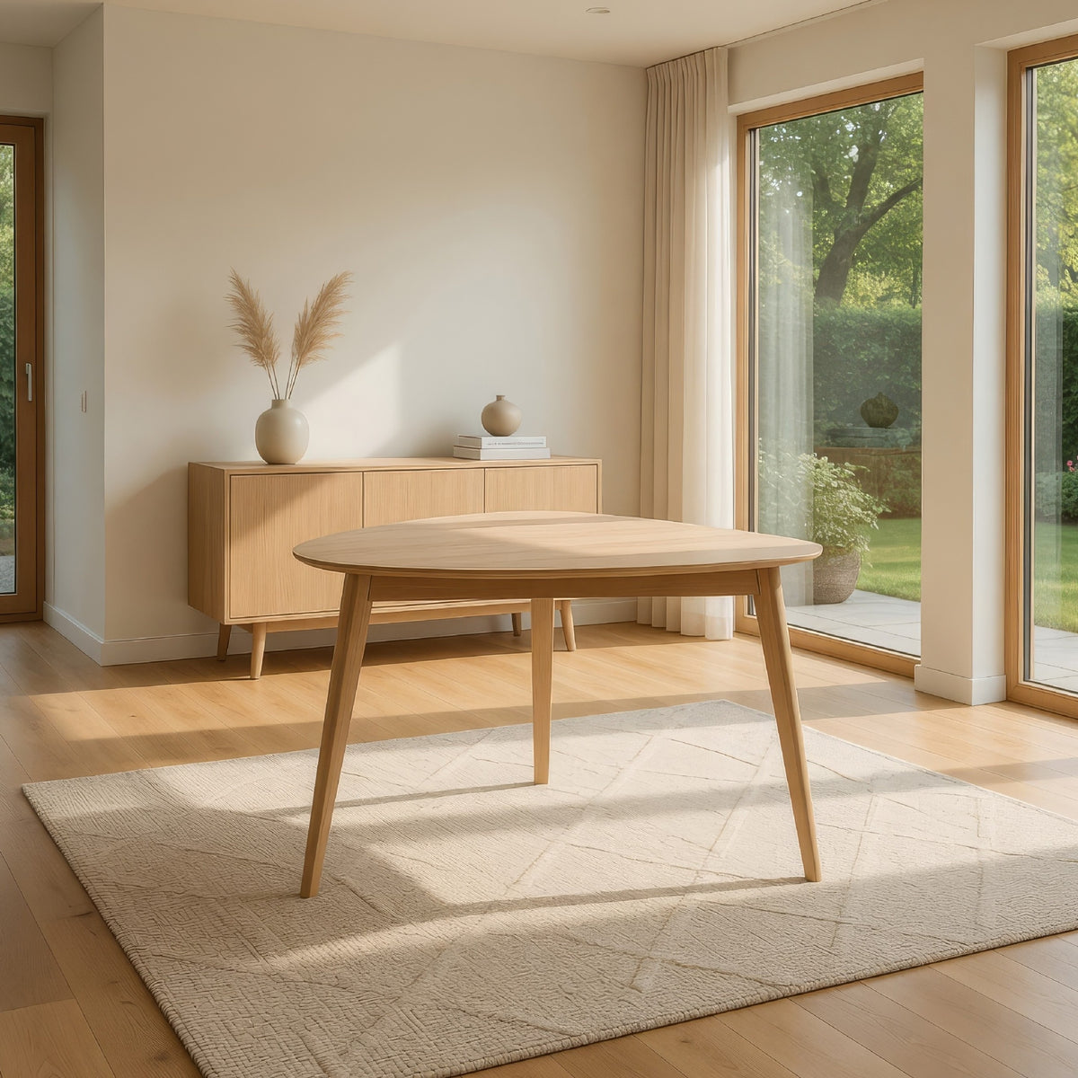 Scar Corner Dining Table, Curved Angle Design Whitewashed Wood 35 Inch  - BM329848