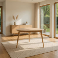 Scar Corner Dining Table, Curved Angle Design Whitewashed Wood 35 Inch  - BM329848