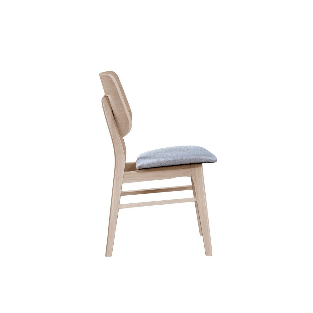 Scar Dining Chair Set of 2, Gray Polyester Seat, White Rubberwood -BM329851