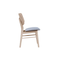 Scar Dining Chair Set of 2, Gray Polyester Seat, White Rubberwood -BM329851