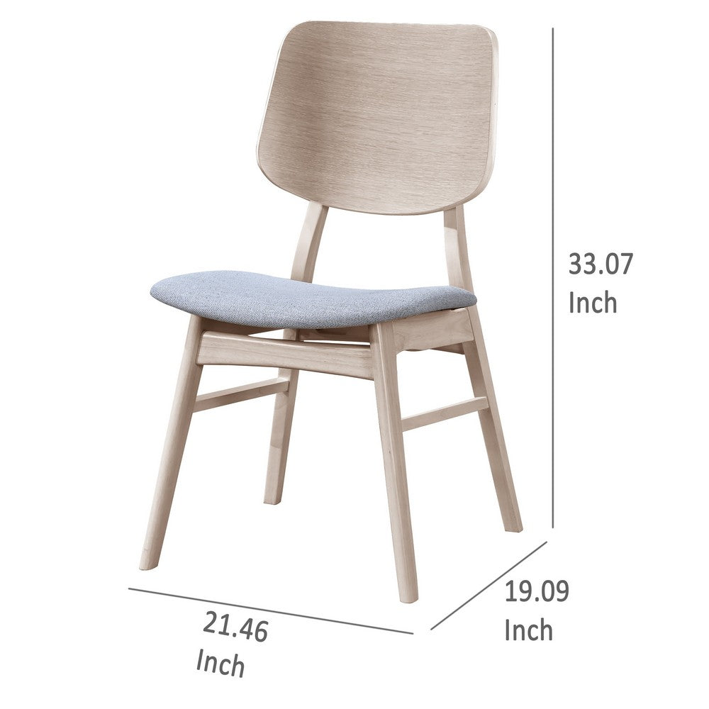 Scar Dining Chair Set of 2, Gray Polyester Seat, White Rubberwood -BM329851