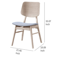 Scar Dining Chair Set of 2, Gray Polyester Seat, White Rubberwood -BM329851