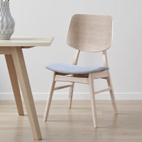 Scar Dining Chair Set of 2, Gray Polyester Seat, White Rubberwood -BM329851