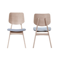 Scar Dining Chair Set of 2, Gray Polyester Seat, White Rubberwood -BM329851