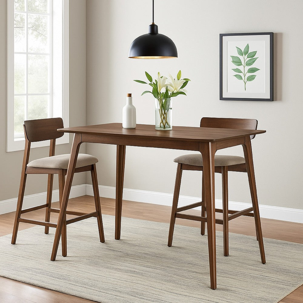 Scar Counter Height Table with Tapered Legs, Walnut Brown Wood 59 Inch -BM329852