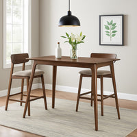 Scar Counter Height Table with Tapered Legs, Walnut Brown Wood 59 Inch -BM329852