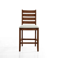 Accai Counter Height Chair Set of 2, Beige Polyester, Brown Rubberwood -BM329858