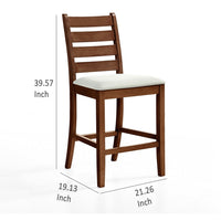 Accai Counter Height Chair Set of 2, Beige Polyester, Brown Rubberwood -BM329858