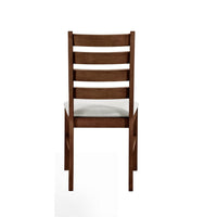 Accai Dining Chair Set of 2, Beige Polyester, Walnut Brown Rubberwood -BM329859
