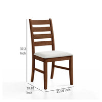 Accai Dining Chair Set of 2, Beige Polyester, Walnut Brown Rubberwood -BM329859