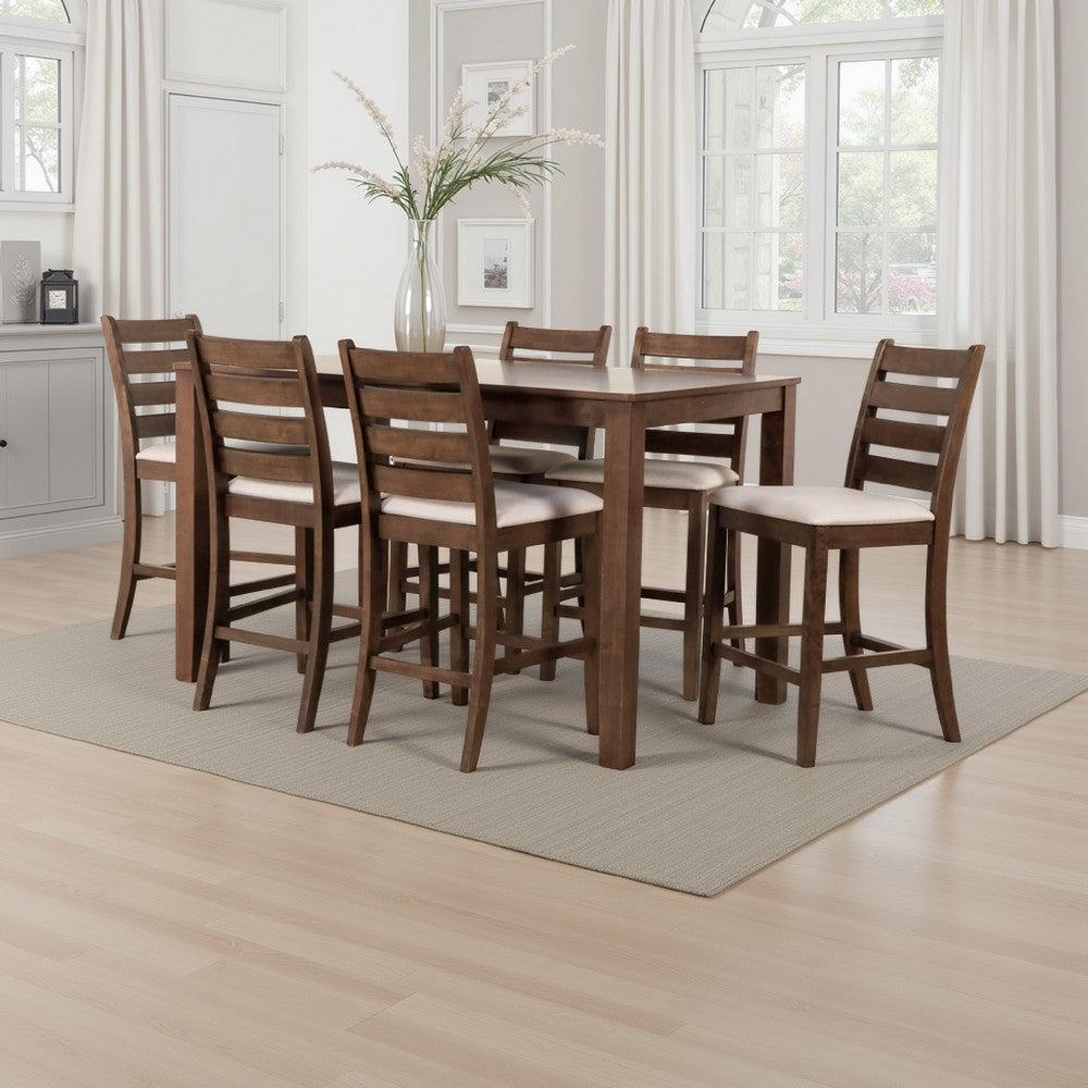 Accai Counter Height Dining Table, Angled Legs, Walnut Wood 59 Inch -BM329862