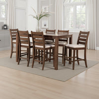 Accai Counter Height Dining Table, Angled Legs, Walnut Wood 59 Inch -BM329862