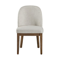 Enix Dining Chair Set of 2, Curved Back, Brown Wood, Gray Polyester -BM329864