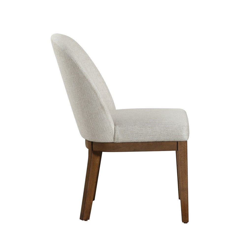Enix Dining Chair Set of 2, Curved Back, Brown Wood, Gray Polyester -BM329864