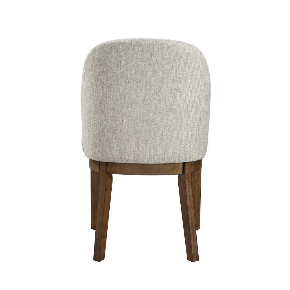 Enix Dining Chair Set of 2, Curved Back, Brown Wood, Gray Polyester -BM329864