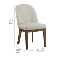 Enix Dining Chair Set of 2, Curved Back, Brown Wood, Gray Polyester -BM329864