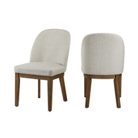 Enix Dining Chair Set of 2, Curved Back, Brown Wood, Gray Polyester -BM329864