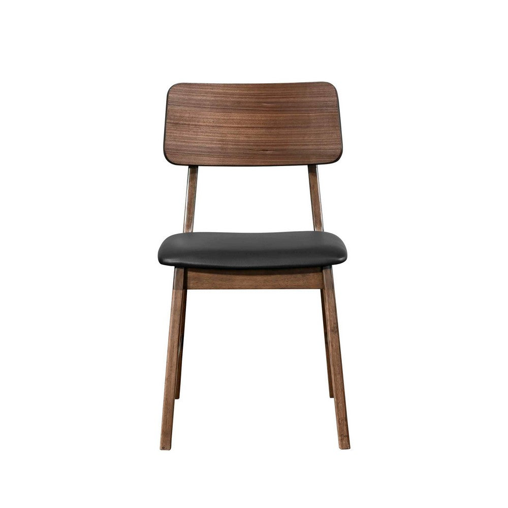 Thoi Dining Chair Set of 2, Curved Open Backrest, Brown Solid Wood -BM329866