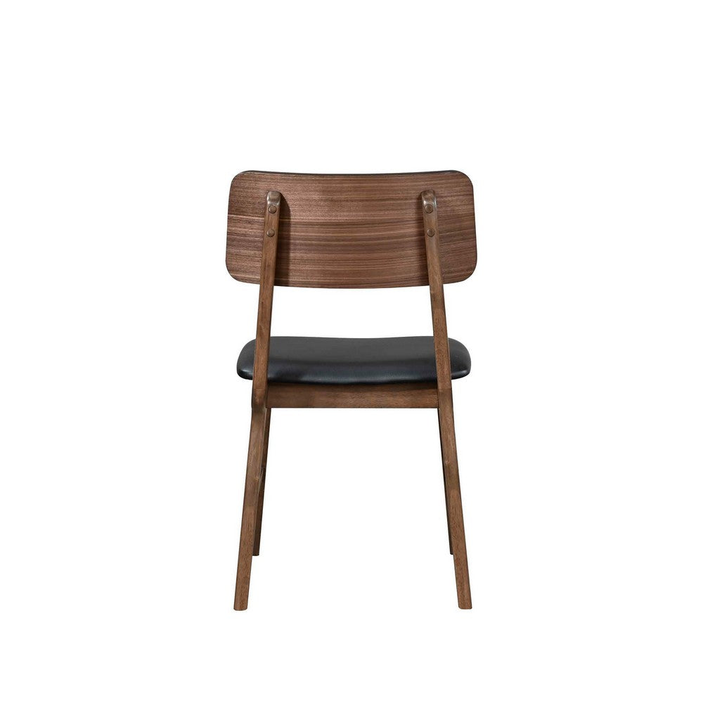 Thoi Dining Chair Set of 2, Curved Open Backrest, Brown Solid Wood -BM329866