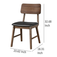 Thoi Dining Chair Set of 2, Curved Open Backrest, Brown Solid Wood -BM329866
