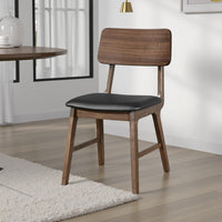 Thoi Dining Chair Set of 2, Curved Open Backrest, Brown Solid Wood -BM329866