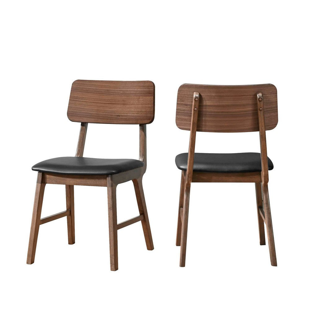 Thoi Dining Chair Set of 2, Curved Open Backrest, Brown Solid Wood -BM329866