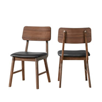 Thoi Dining Chair Set of 2, Curved Open Backrest, Brown Solid Wood -BM329866