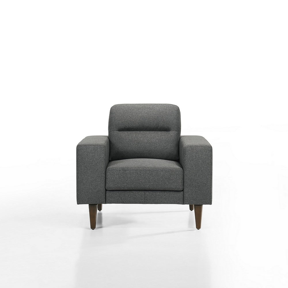 Vile Accent Chair, Plush Gray Fabric, Classic Tapered Solid Wood Legs -BM329877