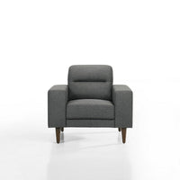 Vile Accent Chair, Plush Gray Fabric, Classic Tapered Solid Wood Legs -BM329877