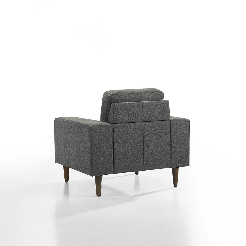 Vile Accent Chair, Plush Gray Fabric, Classic Tapered Solid Wood Legs -BM329877
