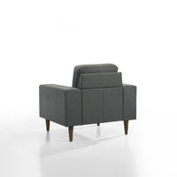 Vile Accent Chair, Plush Gray Fabric, Classic Tapered Solid Wood Legs -BM329877