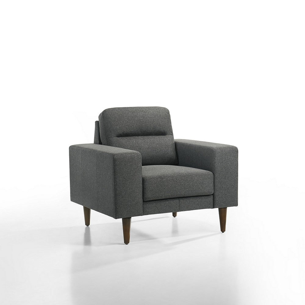 Vile Accent Chair, Plush Gray Fabric, Classic Tapered Solid Wood Legs -BM329877