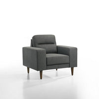 Vile Accent Chair, Plush Gray Fabric, Classic Tapered Solid Wood Legs -BM329877