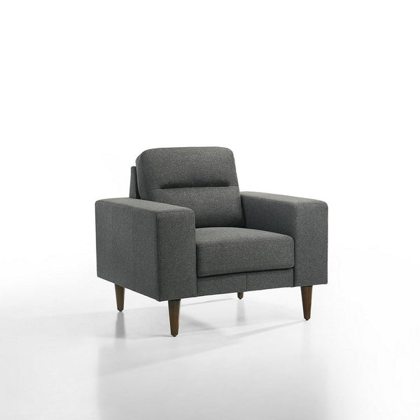 Vile Accent Chair, Plush Gray Fabric, Classic Tapered Solid Wood Legs -BM329877