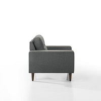 Vile Accent Chair, Plush Gray Fabric, Classic Tapered Solid Wood Legs -BM329877