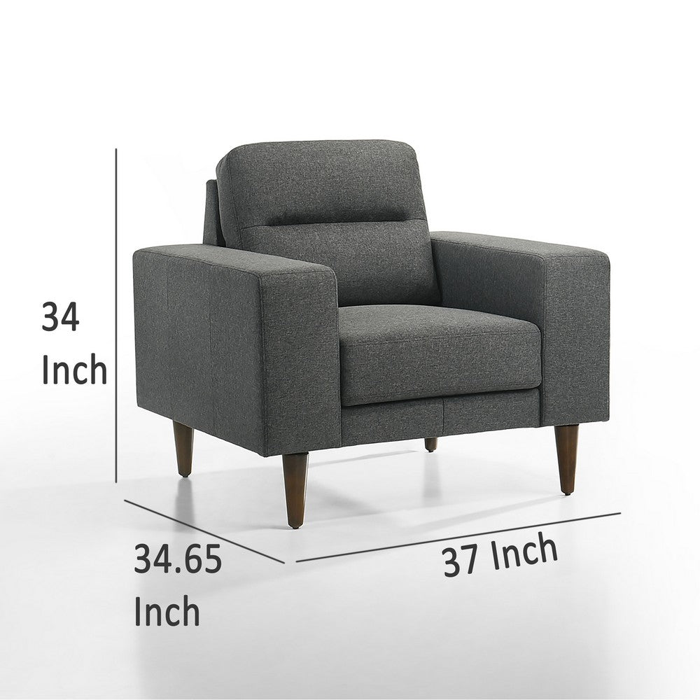 Vile Accent Chair, Plush Gray Fabric, Classic Tapered Solid Wood Legs -BM329877