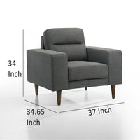 Vile Accent Chair, Plush Gray Fabric, Classic Tapered Solid Wood Legs -BM329877