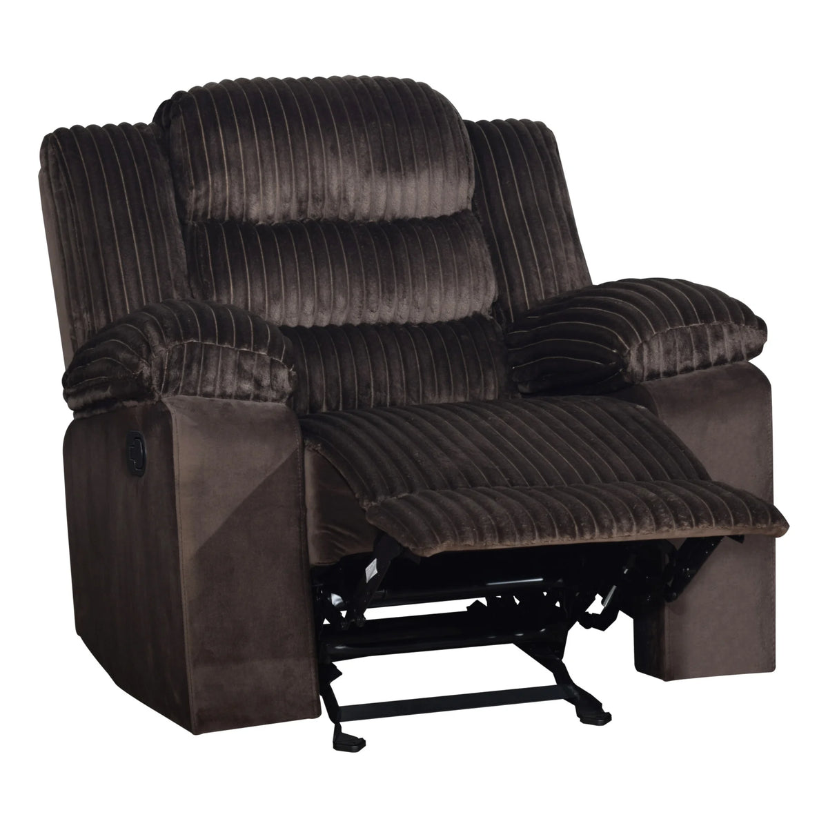Wilo Manual Glider Reclining Chair, Plush Foam Cushions, Brown Fabric  - BM329883