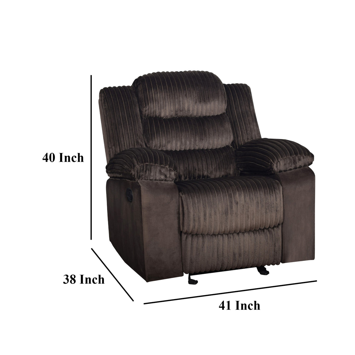 Wilo Manual Glider Reclining Chair, Plush Foam Cushions, Brown Fabric  - BM329883