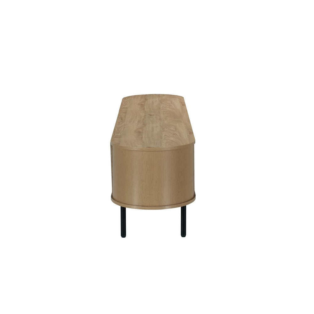 Brandon TV Stand Media Console, Shelf 2 Cabinets, Beige Wood, 71 Inch -BM329898