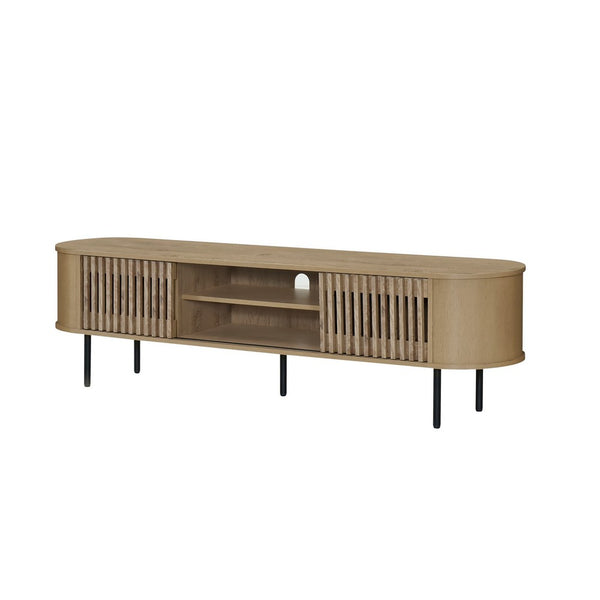 Brandon TV Stand Media Console, Shelf 2 Cabinets, Beige Wood, 71 Inch -BM329898