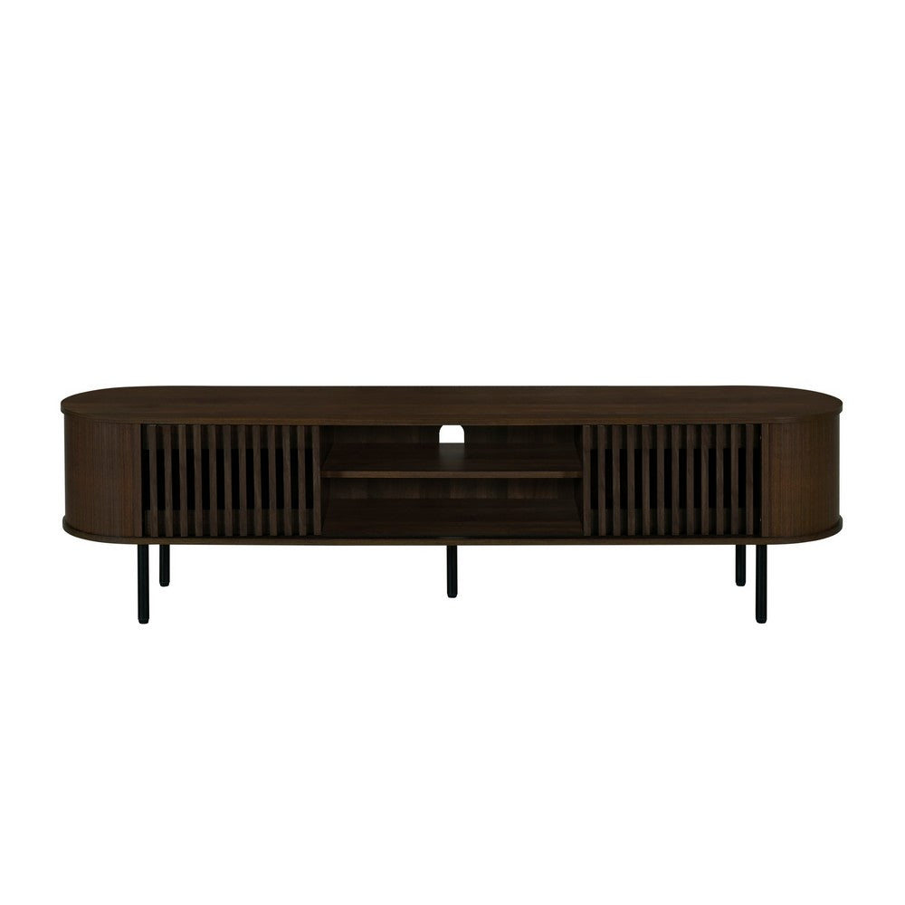 Brandon TV Stand Media Console, Shelf 2 Cabinets, Dark Brown, 71 Inch -BM329899