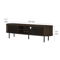Brandon TV Stand Media Console, Shelf 2 Cabinets, Dark Brown, 71 Inch -BM329899