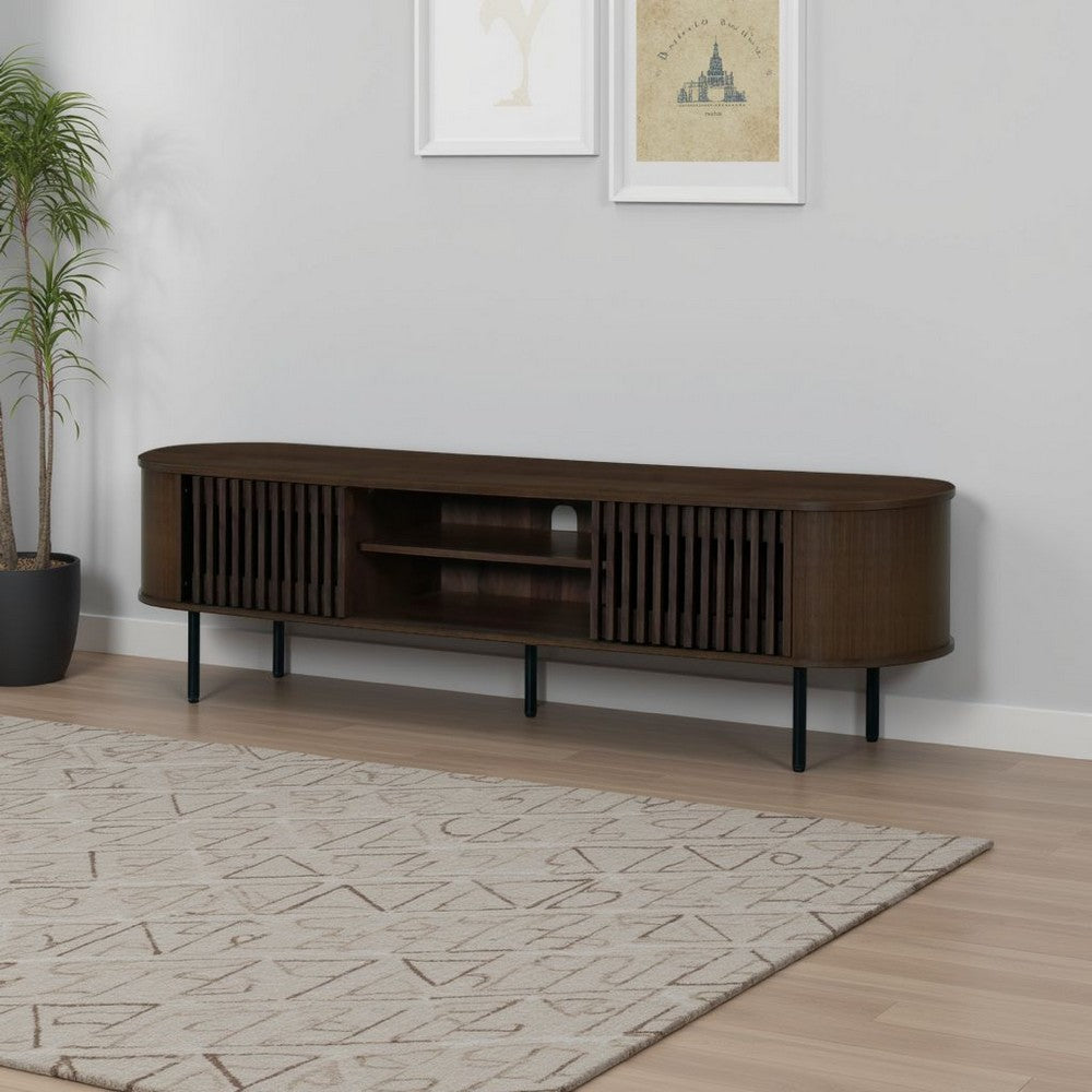 Brandon TV Stand Media Console, Shelf 2 Cabinets, Dark Brown, 71 Inch -BM329899