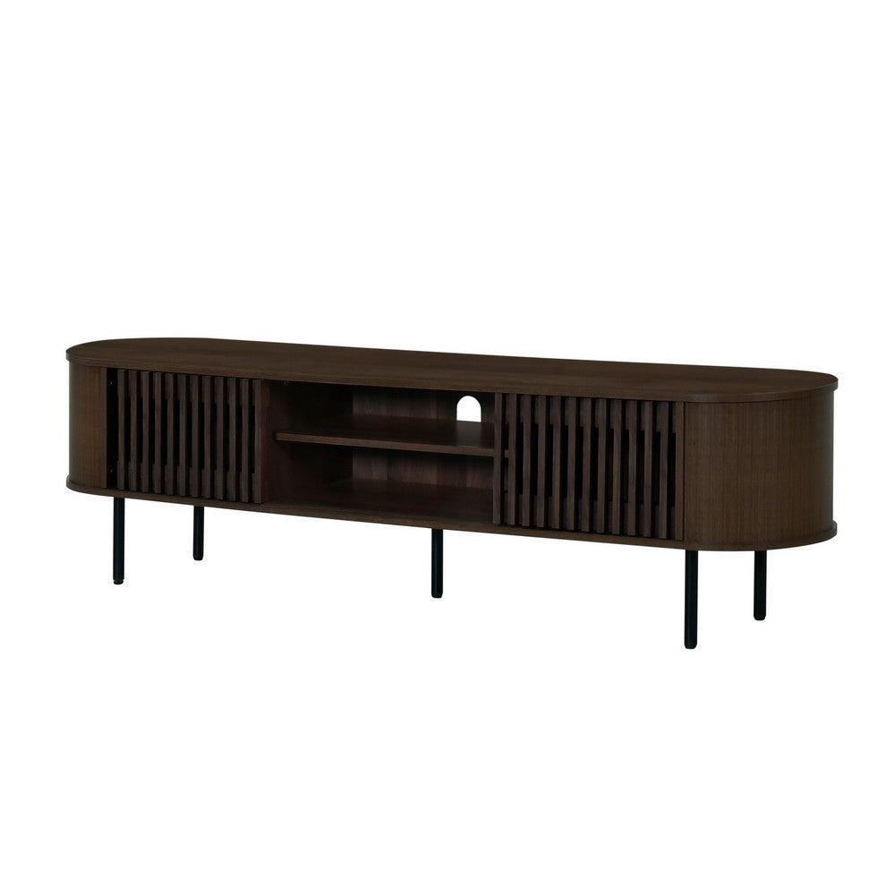Brandon TV Stand Media Console, Shelf 2 Cabinets, Dark Brown, 71 Inch -BM329899