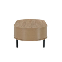Brandon Cocktail Coffee Table with Inner Shelf, Oval Light Beige Wood -BM329900